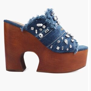 Zigi Zhara Blue Denim Platform Shoes with Rhinestones